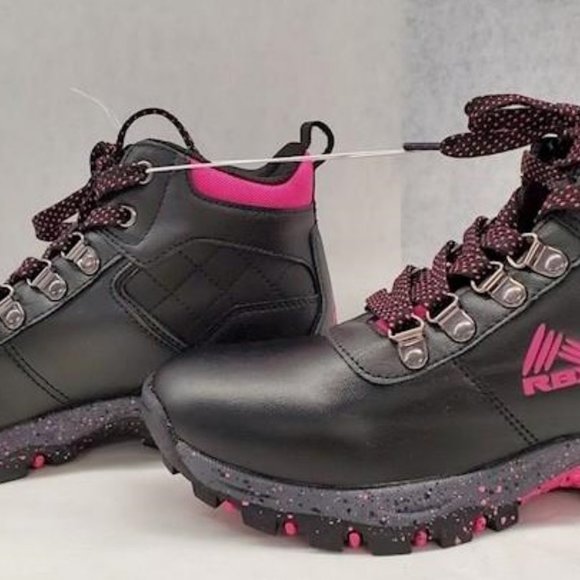 RBX Women's Vandal 2 EF8093 Black Pink Leather Lace Up Ankle Hiking Boots Sz 7.5 - Picture 3 of 7